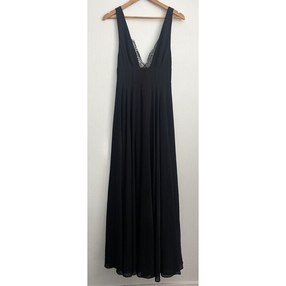 Lulus Sheer Lace Maxi Dress Whimsigoth Empire Waist Fairy Grunge Dark Romance - Picture 1 of 7
